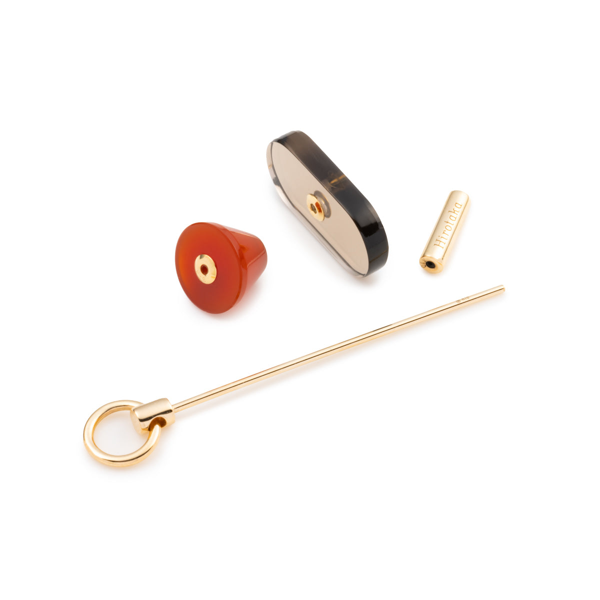 SPEAR ドアノッカー ピアス Lサイズ / スモーキークォーツ＆カーネリアン