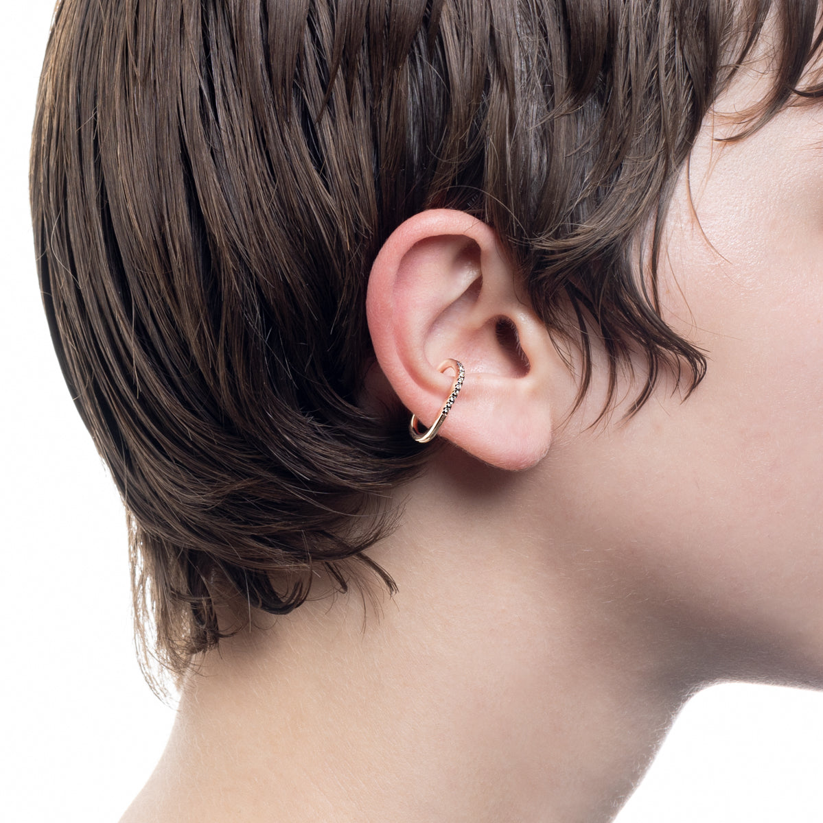 GOSSAMER オブロングダイヤモンド イヤーカフ ブラックルテニウム