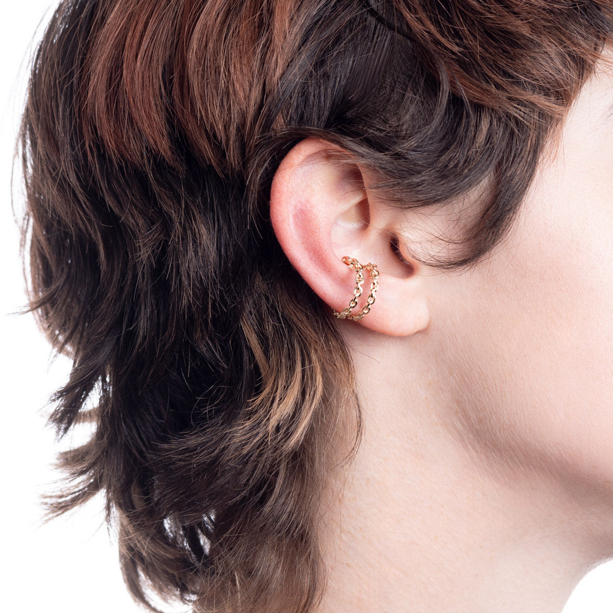 ALL ABOUT BASICS Wライン チェーン イヤーカフ Mサイズ