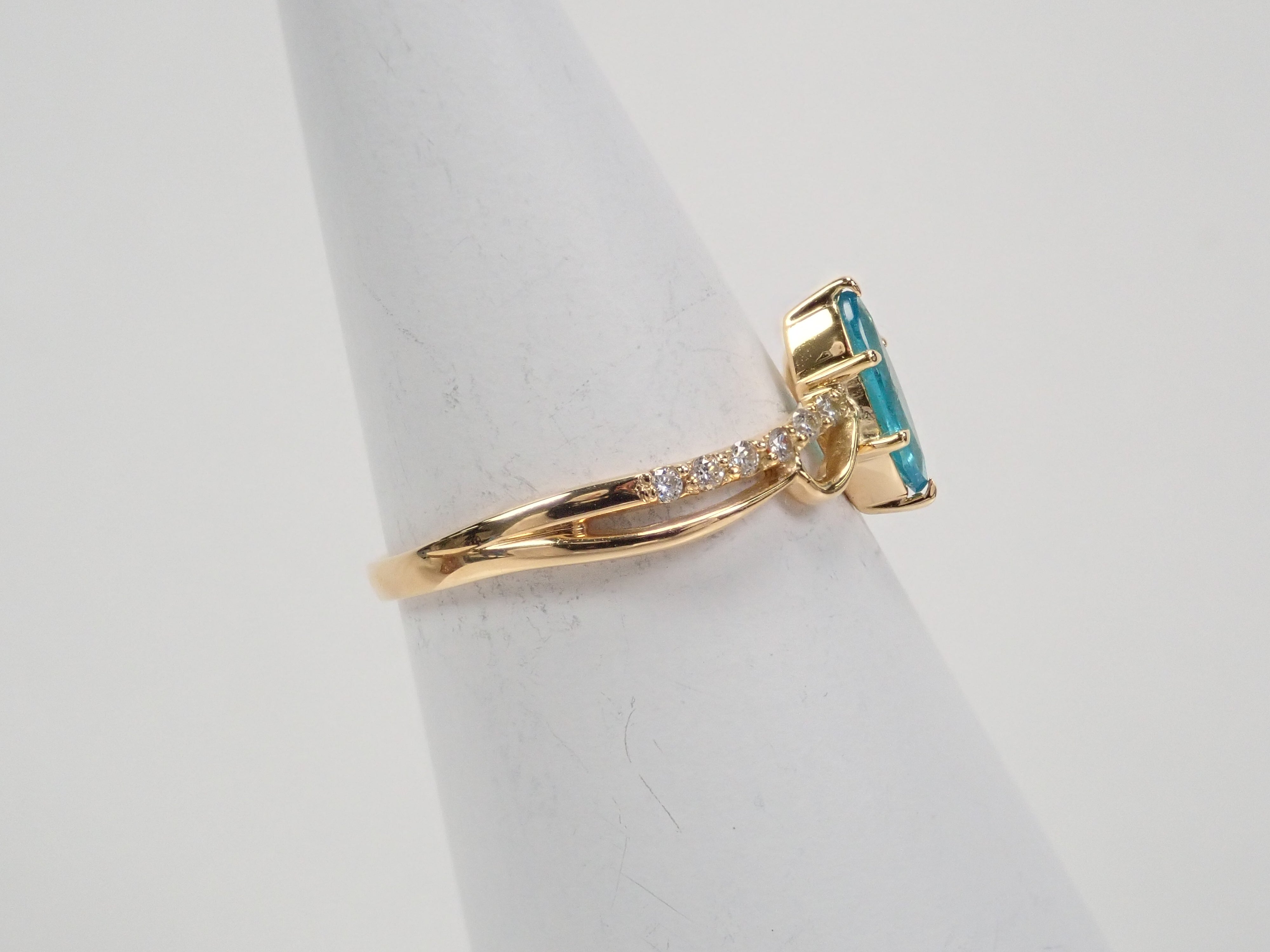 K18YG ブラジル産パライバトルマリン 0.3ct リング GIA