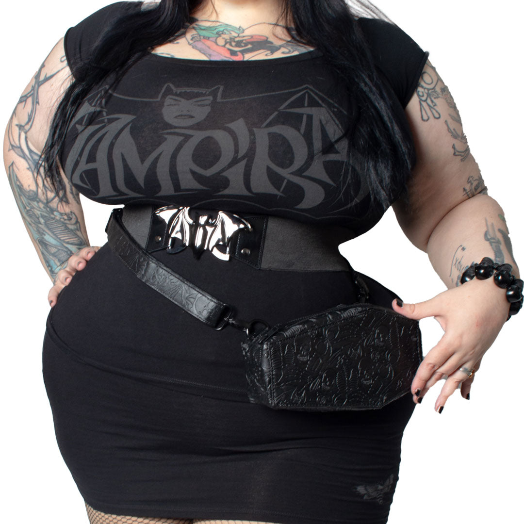 Coffin Embossed Skull Hip Pouch