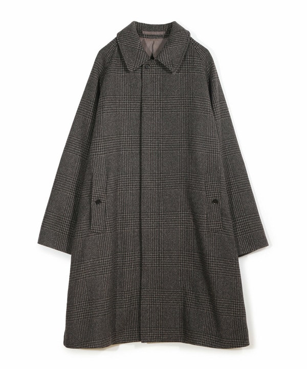 グレンチェックウール ステンカラーコート｜メンズファッション通販