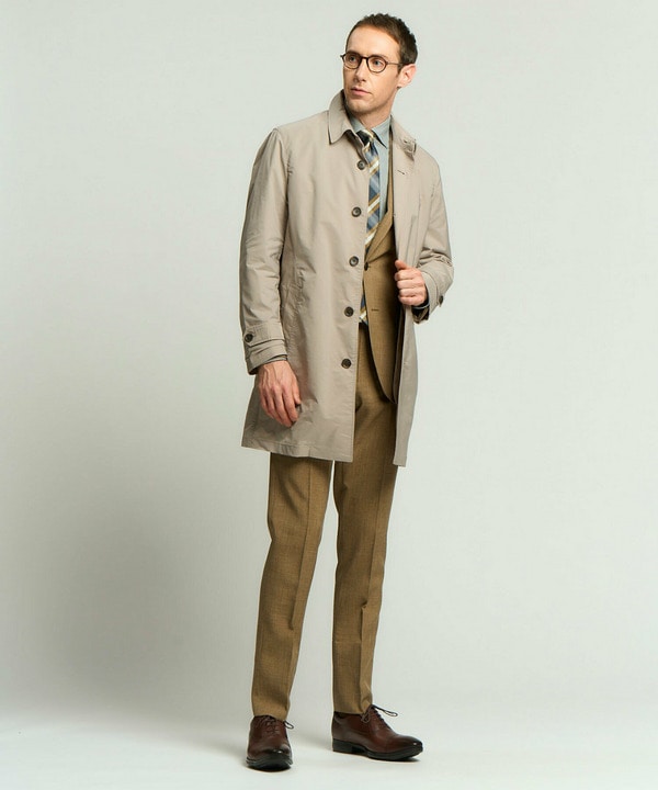 T400高密度ストレッチタフタステンカラーコート｜メンズファッション