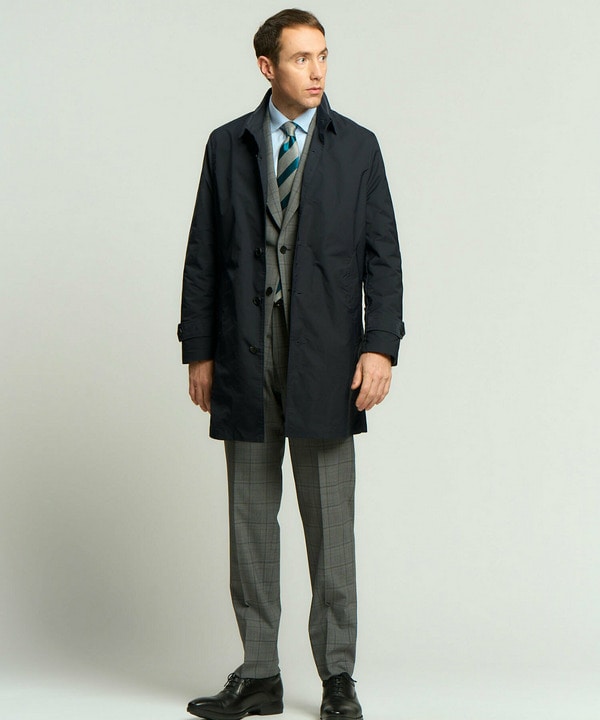 T400高密度ストレッチタフタステンカラーコート｜メンズファッション