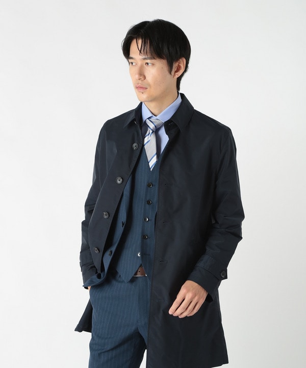T400高密度ストレッチタフタステンカラーコート｜メンズファッション