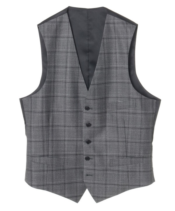 TW杢チェック柄スーツベスト／別売りスーツあり／ビジカジ／ON・OFF