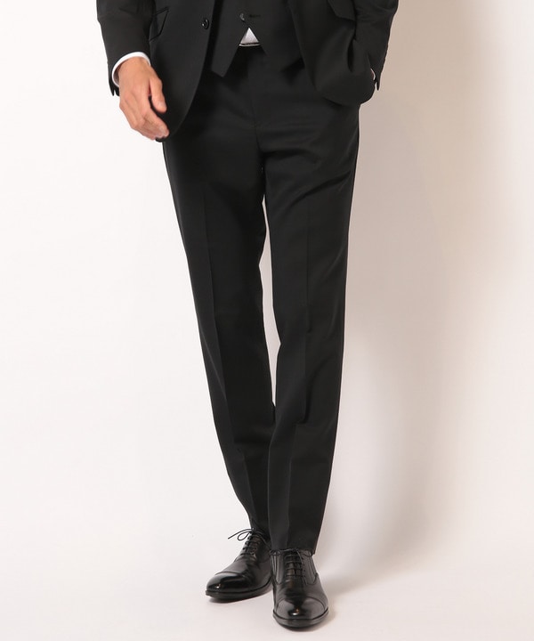 スリーピース対応】サージ綾ブラック無地スーツセットアップ｜メンズ