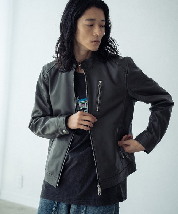 SHEEP LEATHER/シープレザー シングルライダースジャケット｜メンズ