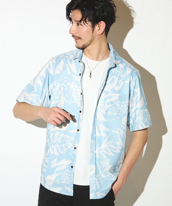 プリント半袖ワイドカラーシャツ/総柄シャツ｜メンズファッション通販