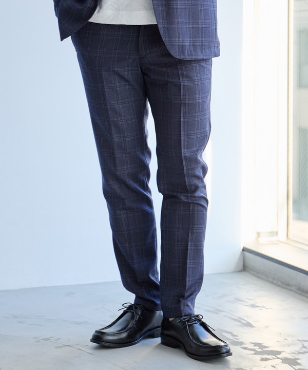 T/Rウインドウペンチェックセンタープレススラックス｜メンズ
