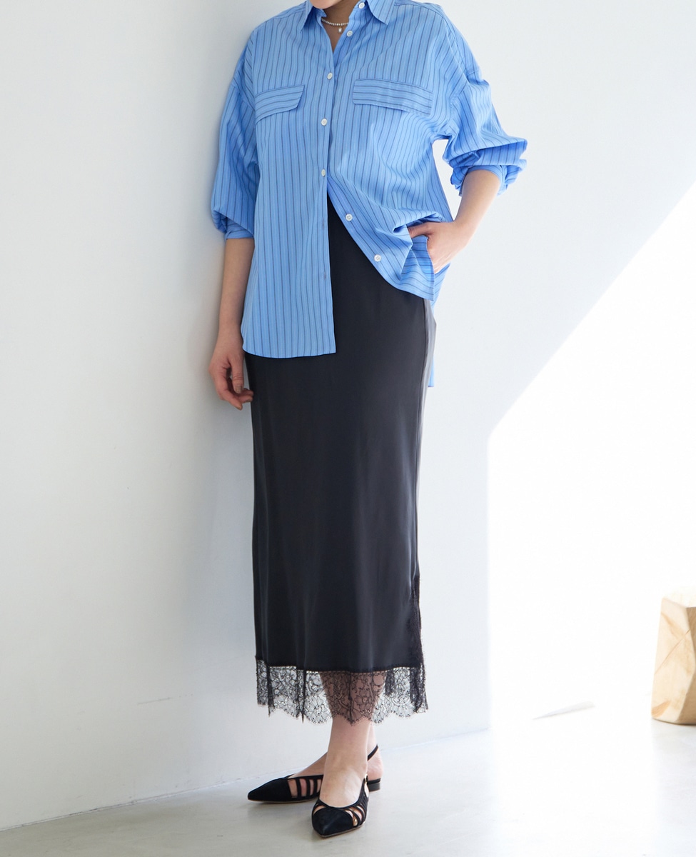 ウェザークロス/ストライプビッグシャツ（セットアップ可