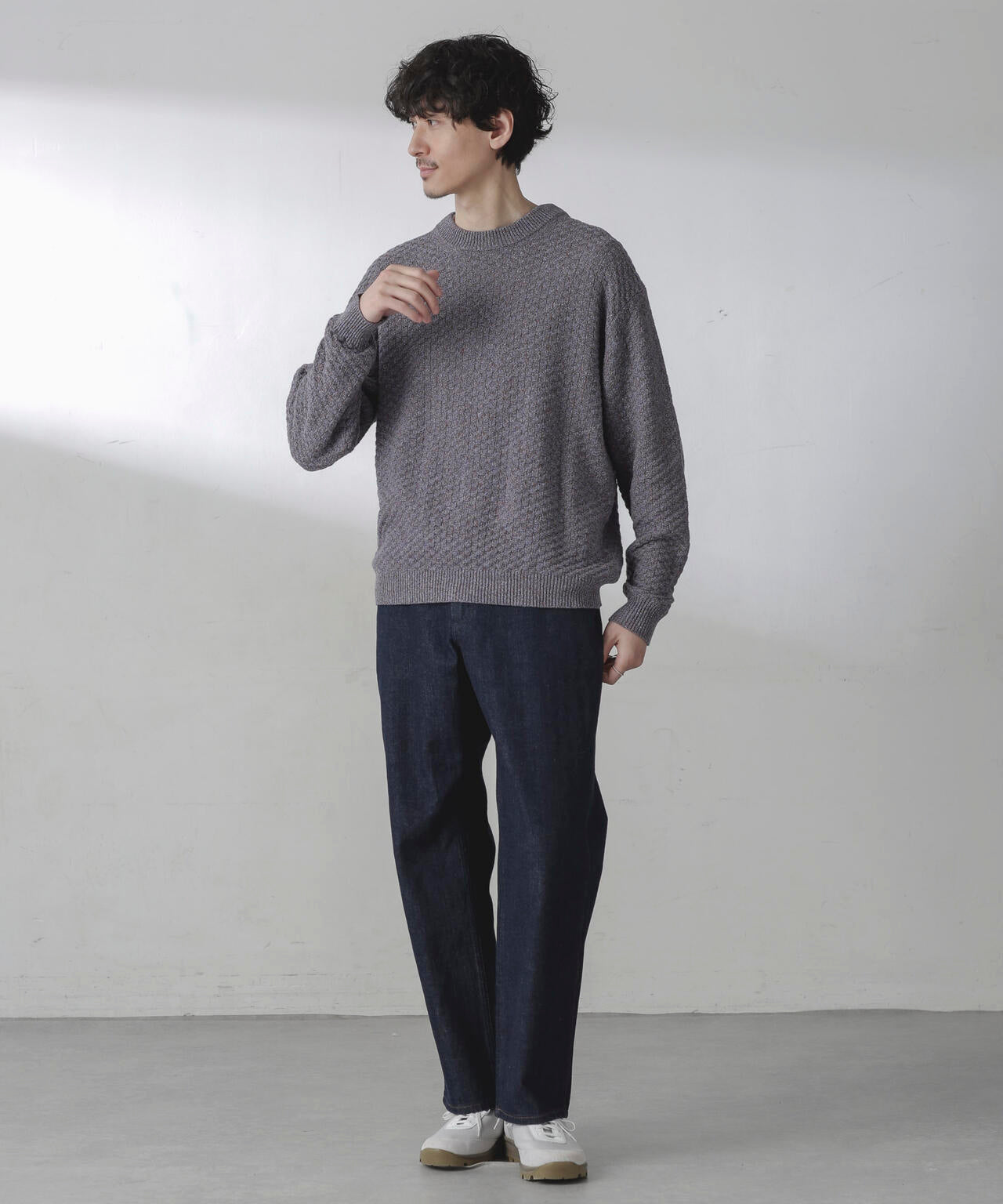 コットン カラー ミックス プルオーバー ニット