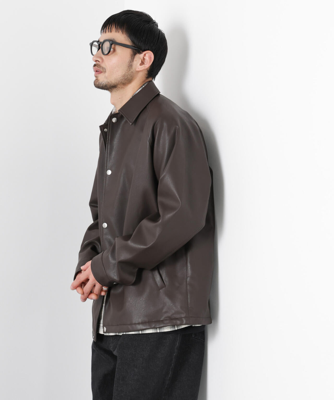 フェイクレザーリラックスコーチジャケット