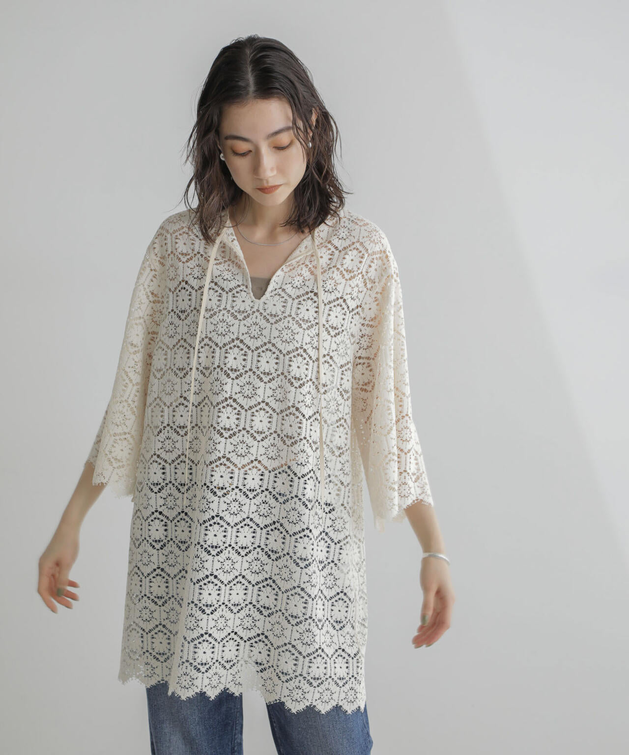 クロシェタイル レース チュニック ブラウス ( セットアップ 可 )