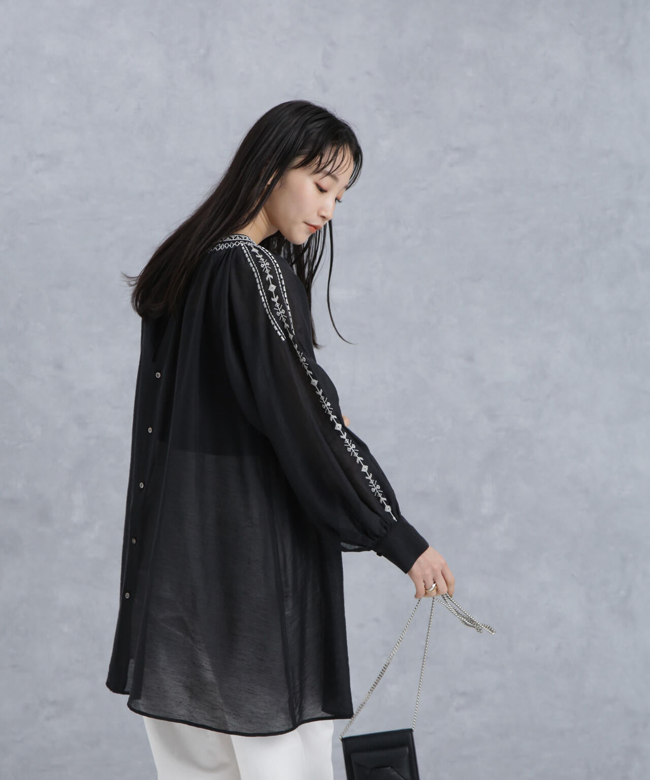 刺繍 スモッキング ギャザー チュニック