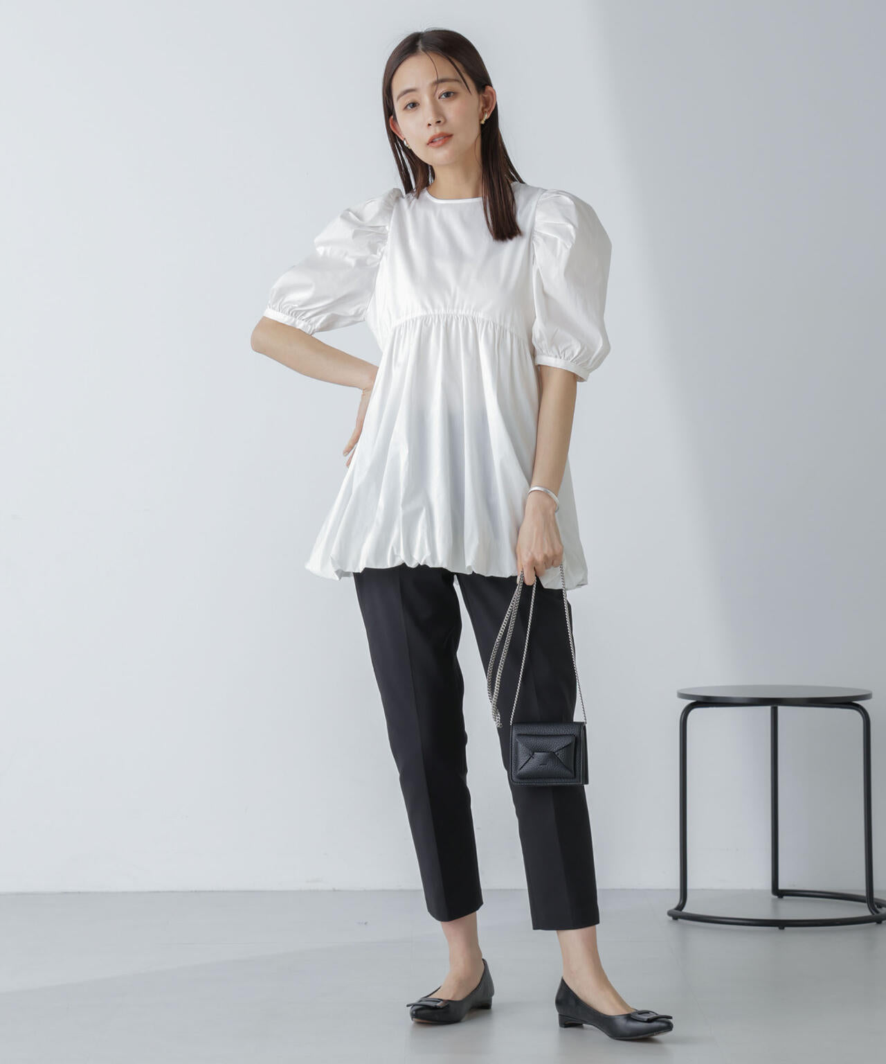 星玲奈 × NANO universe 」タック スリーブ バルーン ブラウス