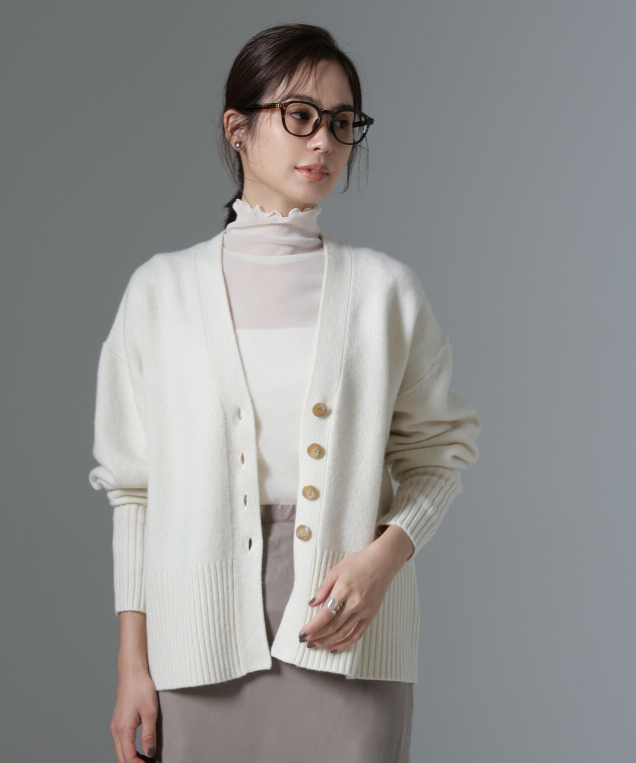 AQUAウール カシミヤ カーディガン