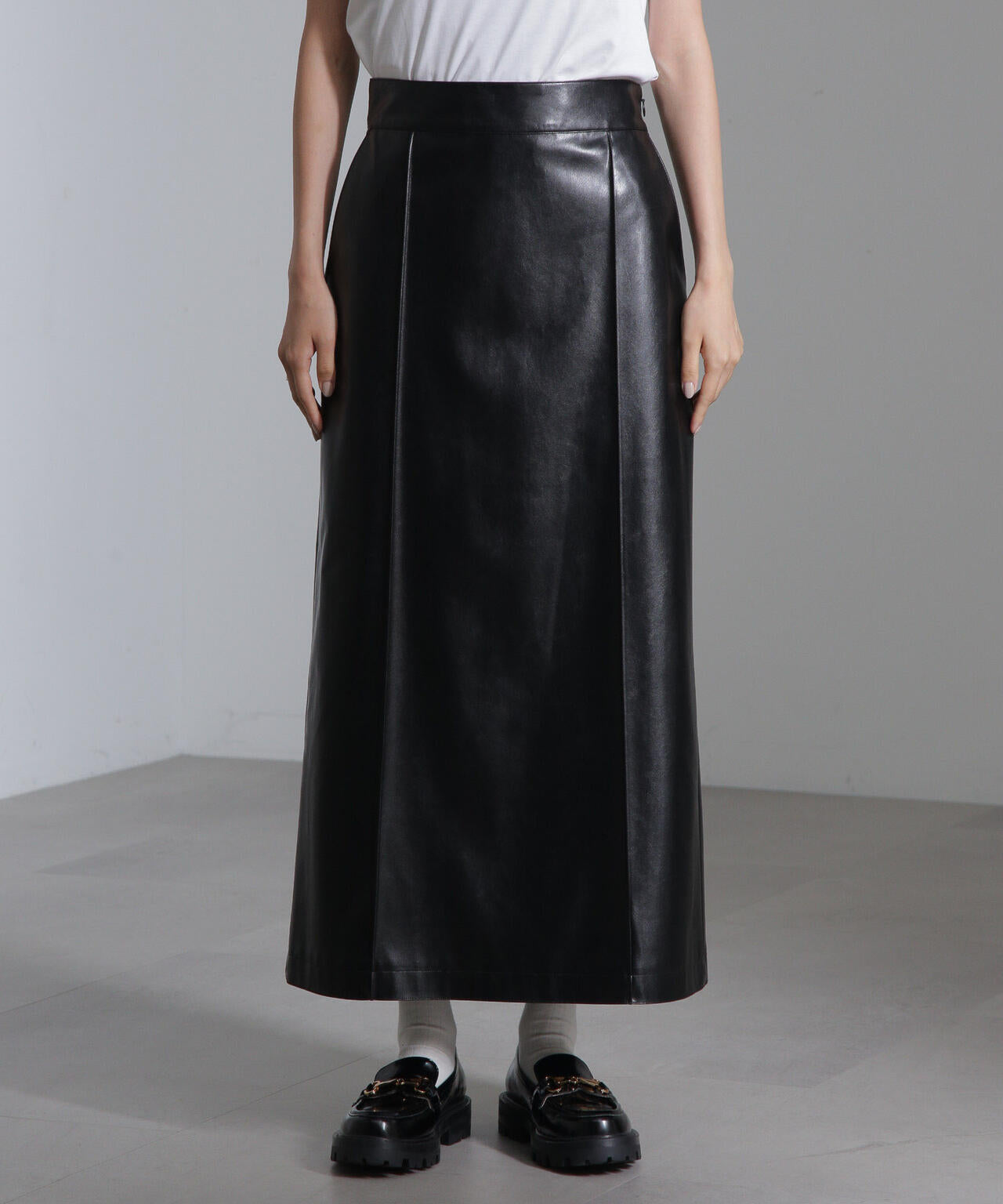 フェイク レザー ピンタック スカート ( セットアップ 可)