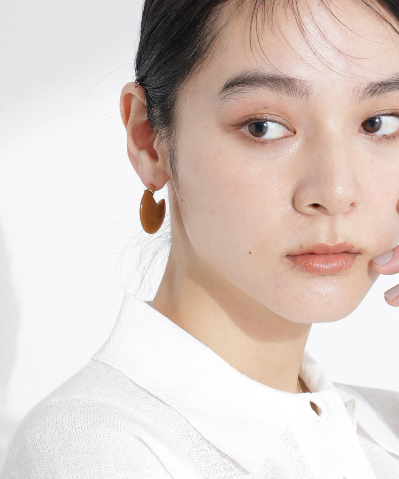 マーブル ラウンド ピアス