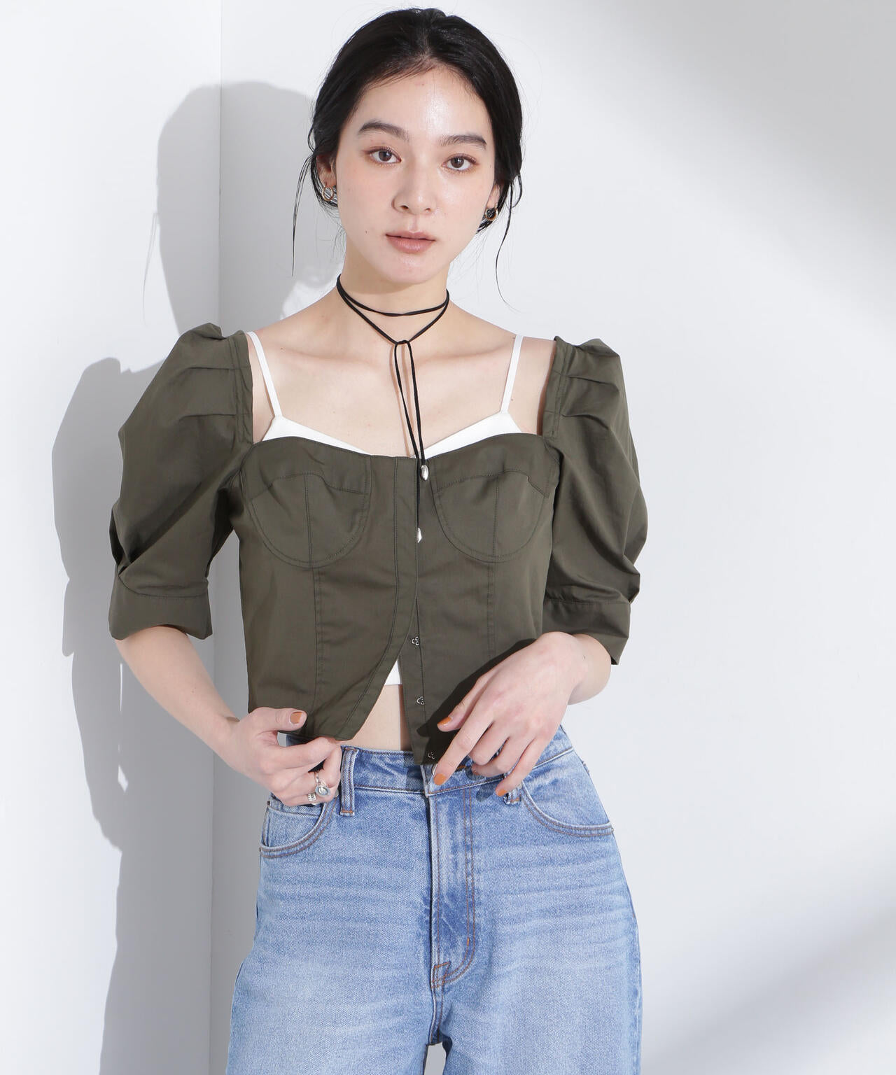 パフスリーブ ビスチェ トップス