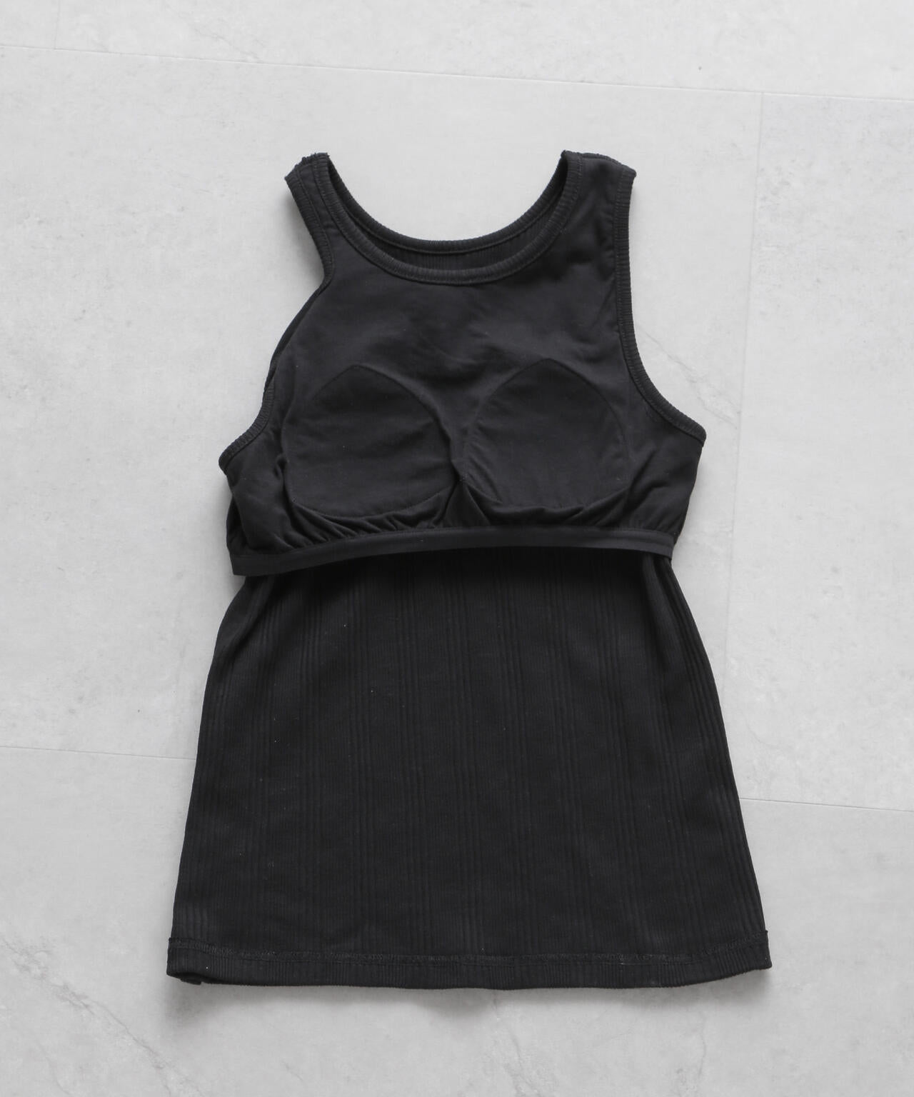 ランダムリブ カップ付き スラッシュ タンクトップ