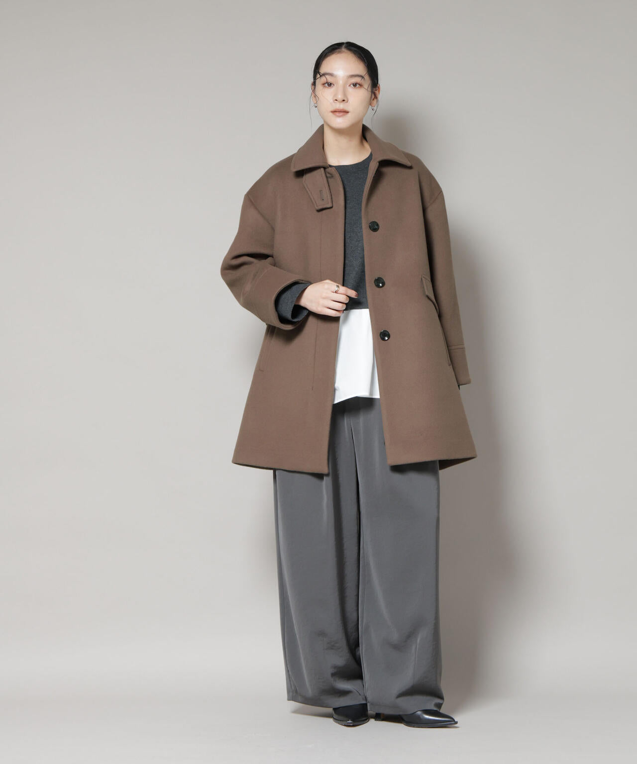 WooLoop Aライン ステンカラー ミドルコート