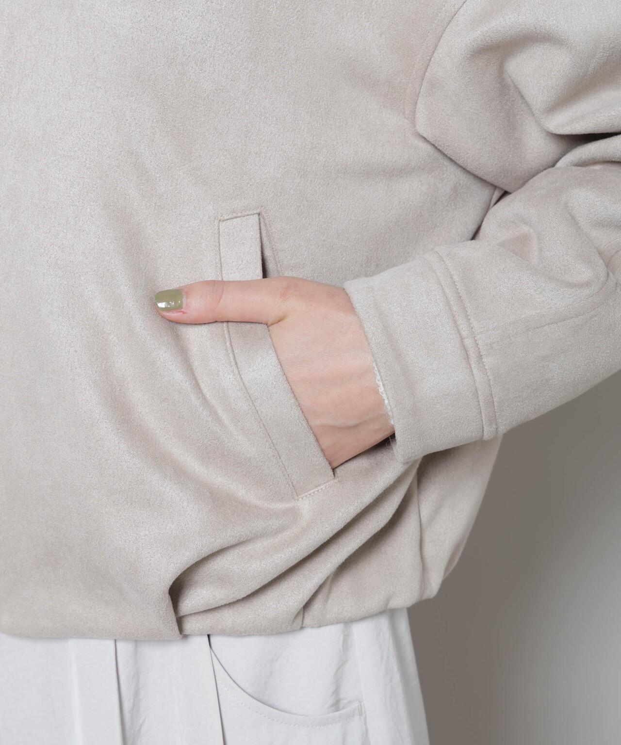 フェイクスエード ボンディング ノーカラー ブルゾン