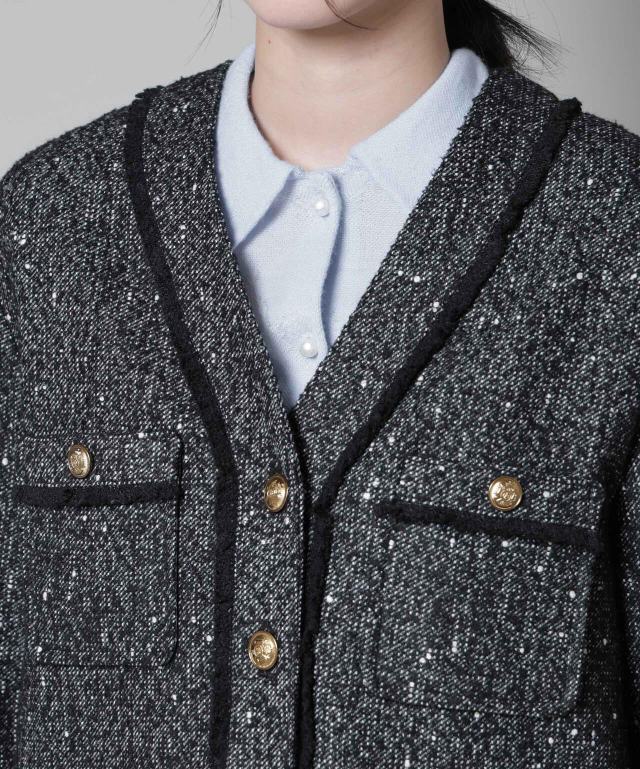 ネップツイード ノーカラージャケット