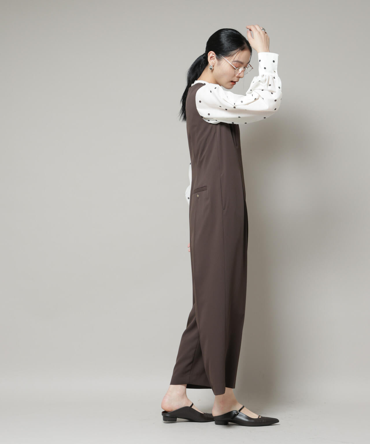 Vネック オールインワン