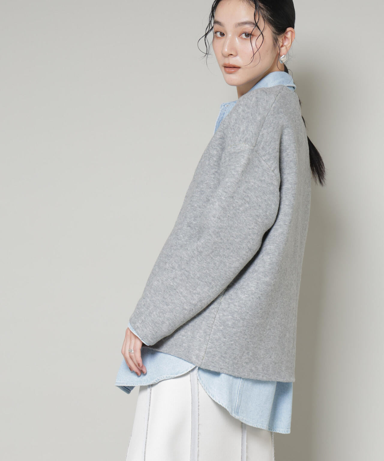 ダブルフェイス ニット カーディガン