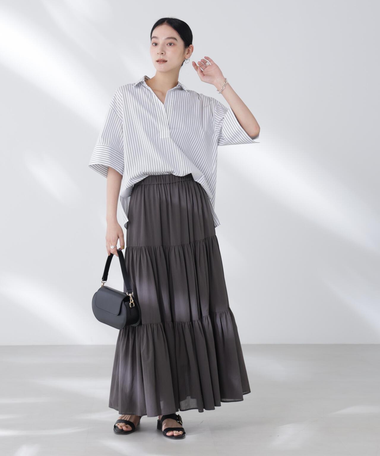 コットン シフォンティアード スカート