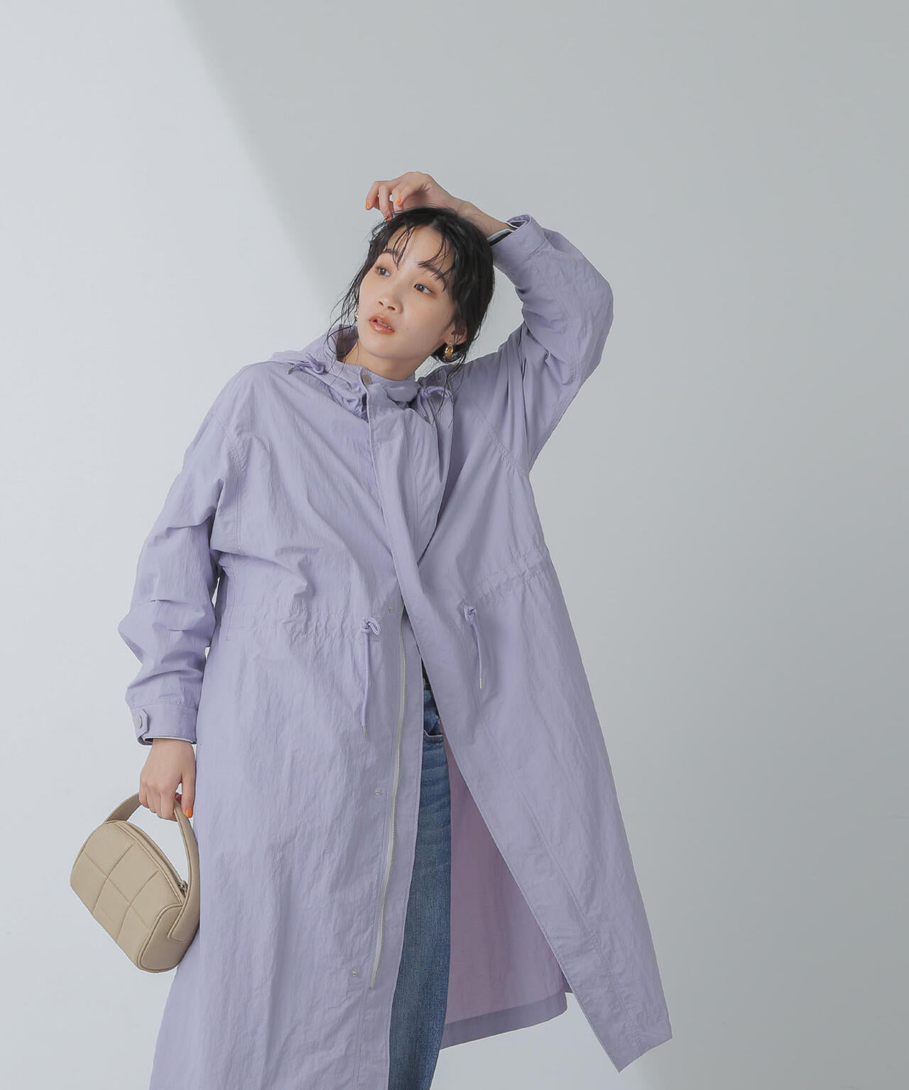 撥水 ＆ 花粉ガード加工 フード ロングコート