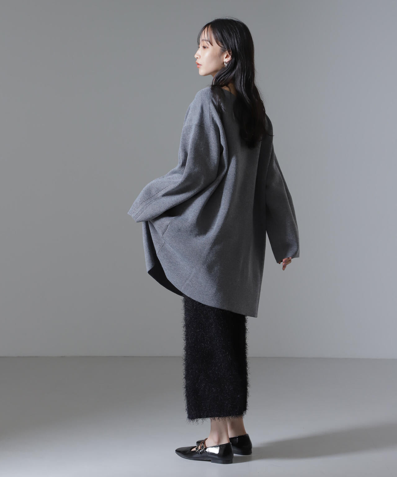 フェザー ヤーン ニット タイト スカート （ セットアップ 可）