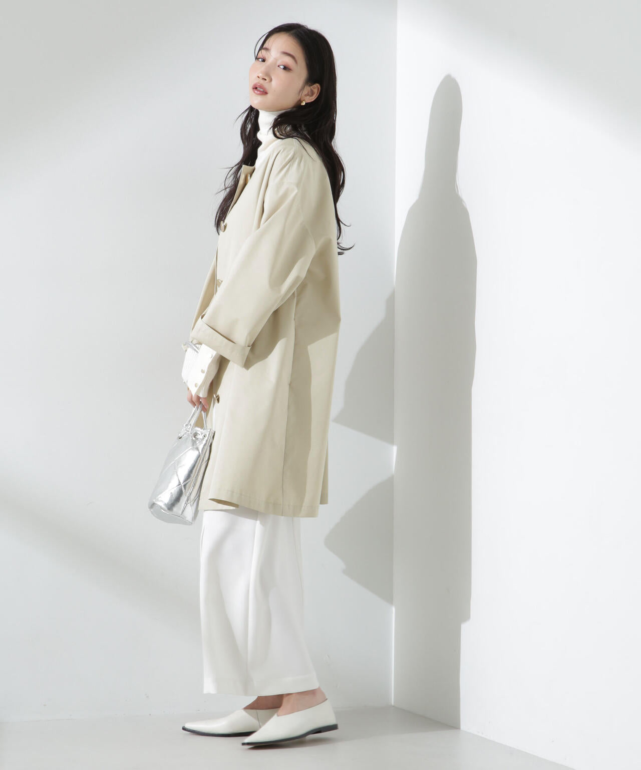 撥水 & 花粉ガード ノーカラー コート