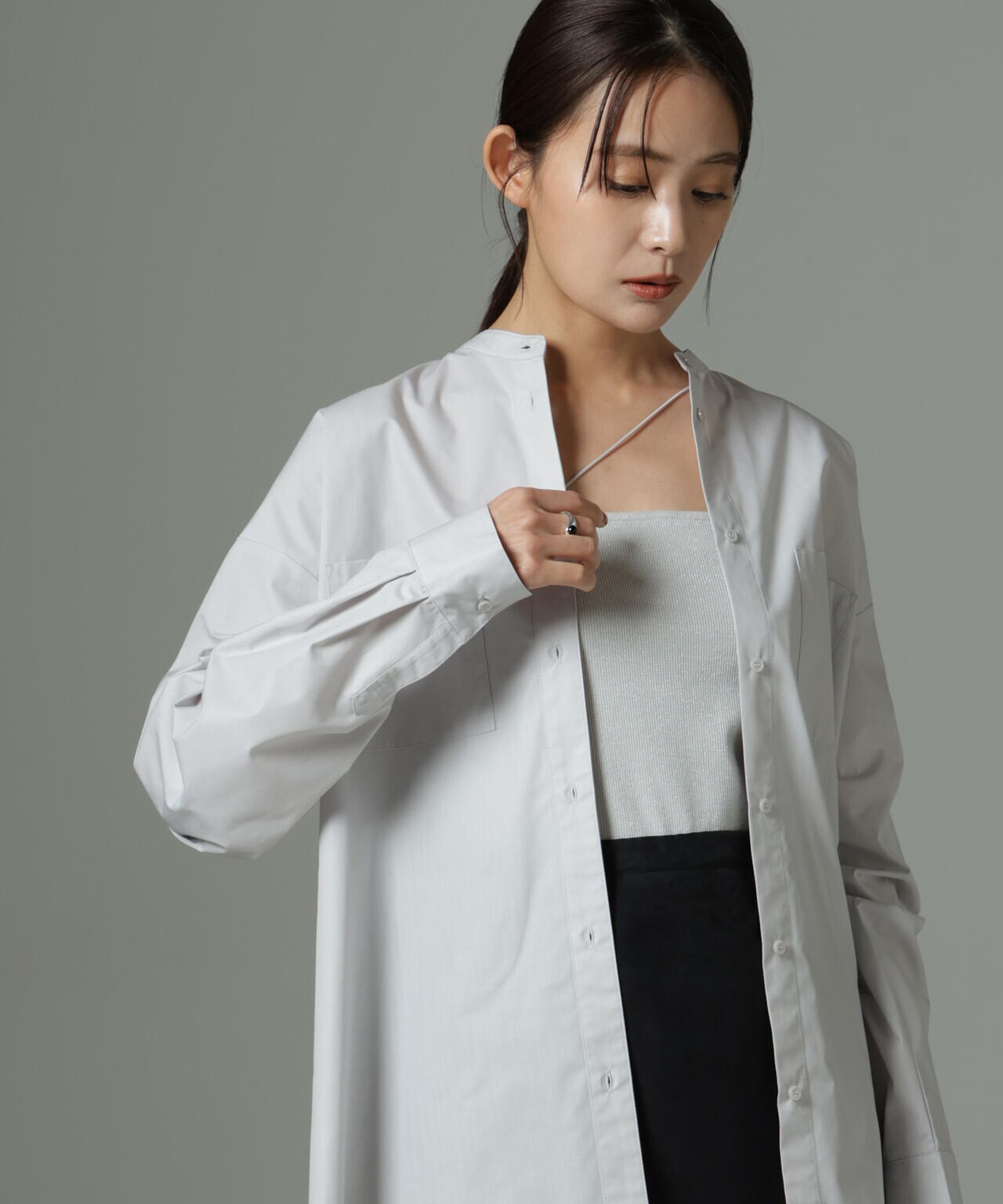 スタンドカラー シャツ