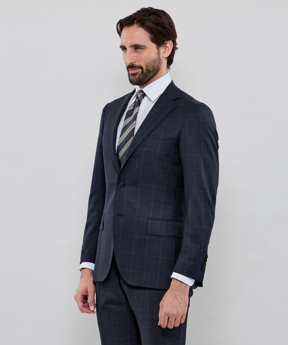 NEW BRIDGE】Super150's コンビネーションチェックネイビースーツ