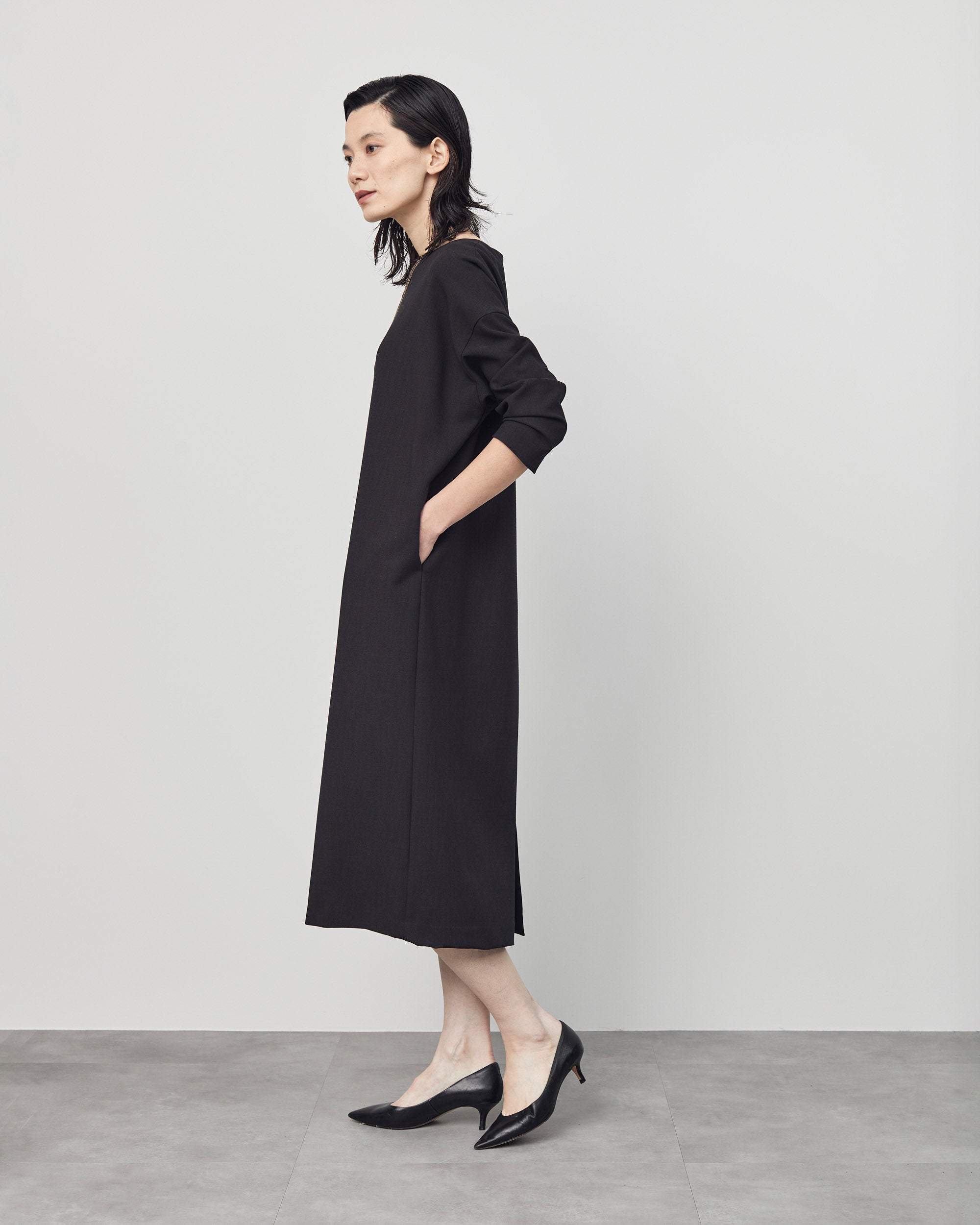 ウールライク9分袖ワンピース-SOÉJU online store｜上質な大人の女性の