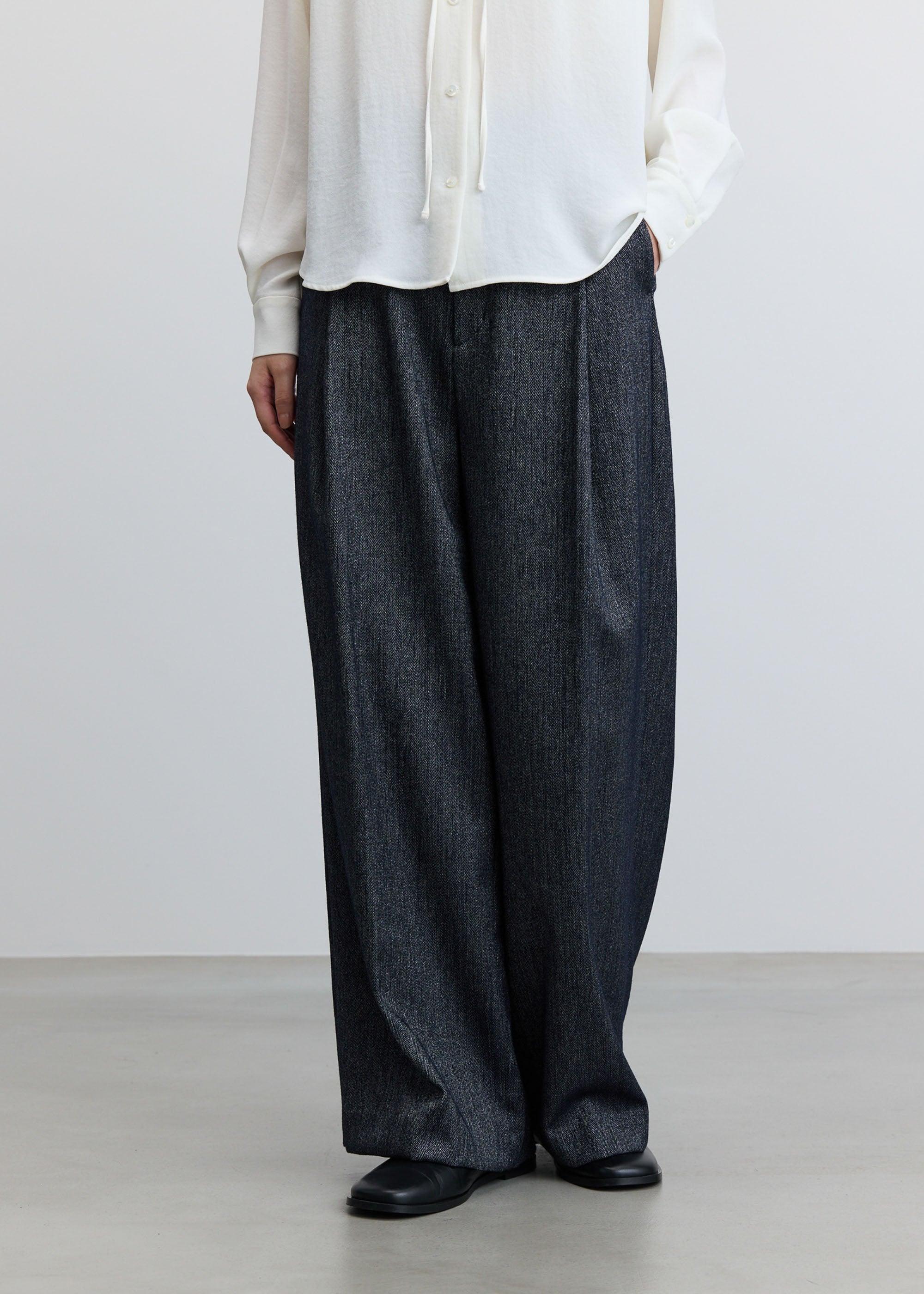 ヘリンボーンタックワイドパンツ - SOÉJU online store｜上質な大人の