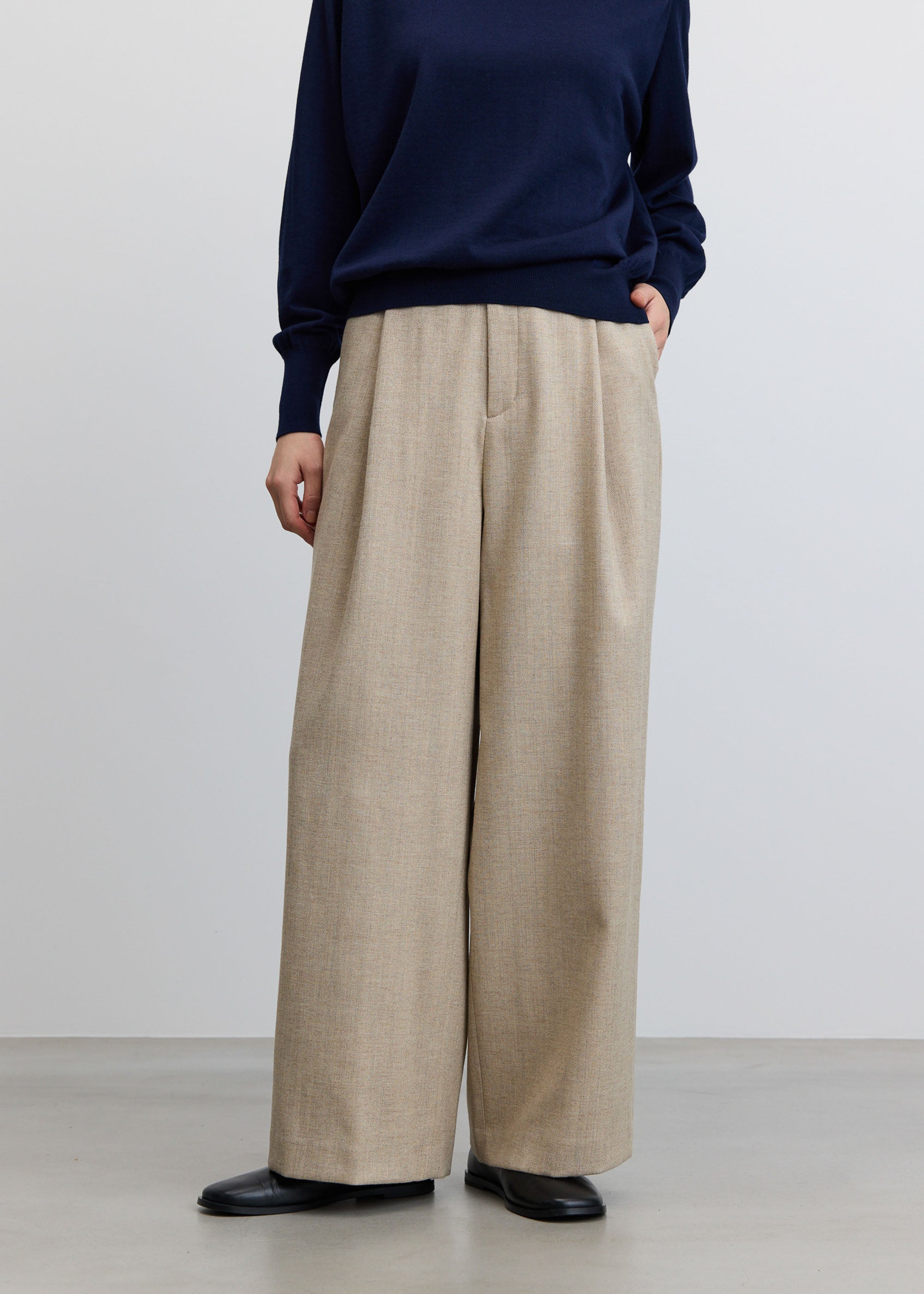ヘリンボーンタックワイドパンツ - SOÉJU online store｜上質な大人の