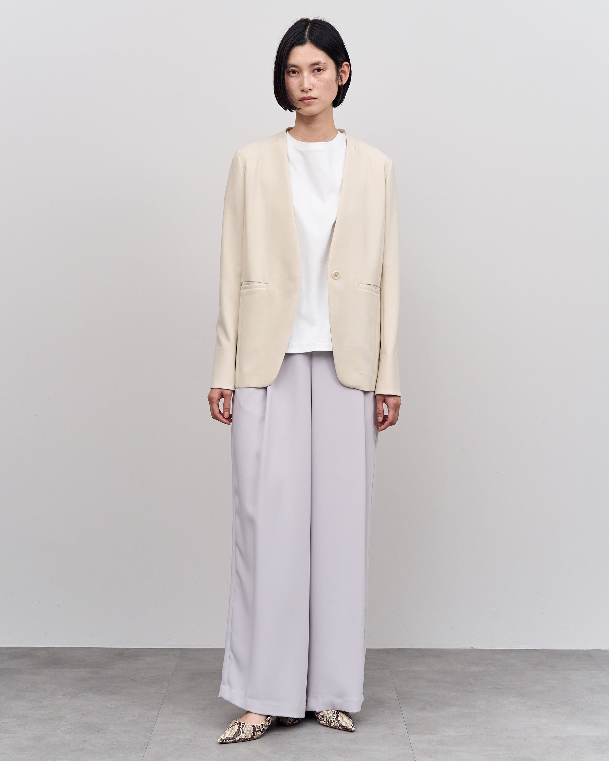 ウールライクノーカラージャケット - SOÉJU online store｜上質な大人