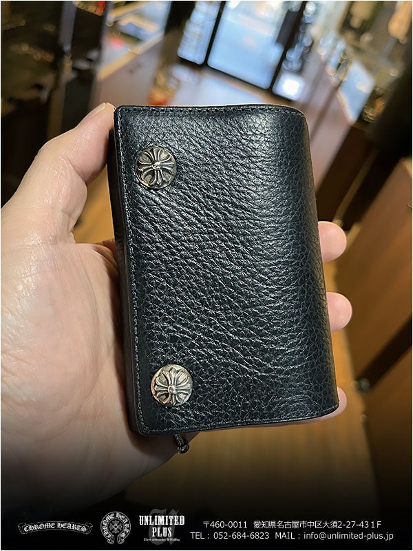 クロムハーツ 財布！入荷！3フォールド クロスボタンブラック ヘビー