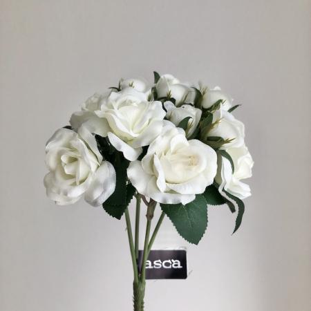即日☆【造花】アスカ/ミニローズブッシュ×12 ホワイト/A-31446-1 - 花