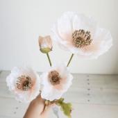 即日☆【造花】アスカ/ポピー×3 つぼみ×1 #001P ホワイトピンク/A