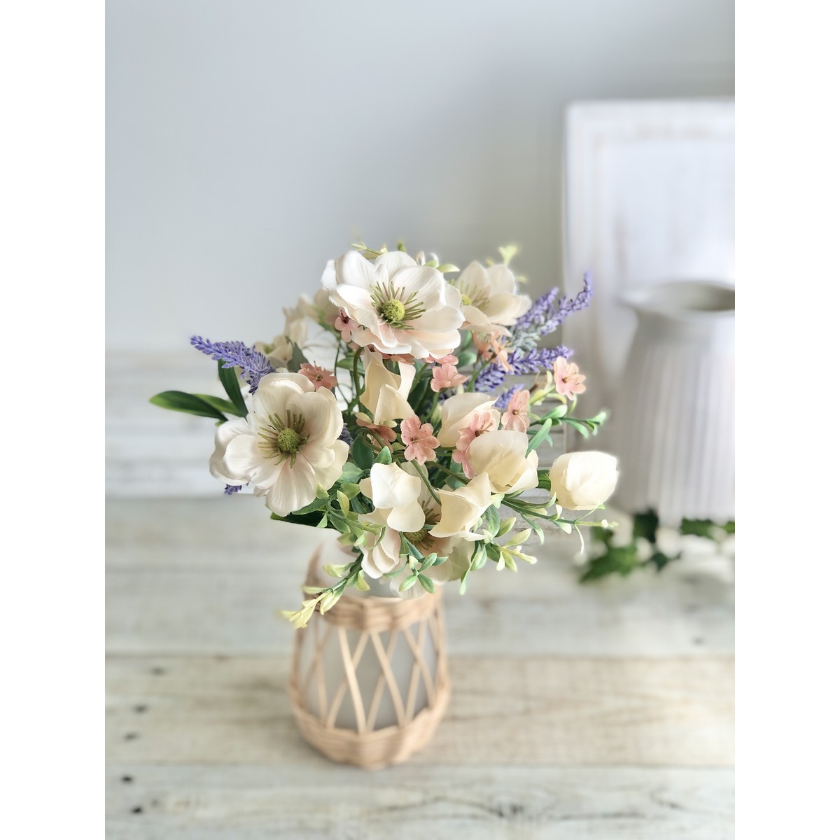 即日☆【造花】MAGIQ東京堂/アネモネラベンダーブーケ ピーチピンク #2