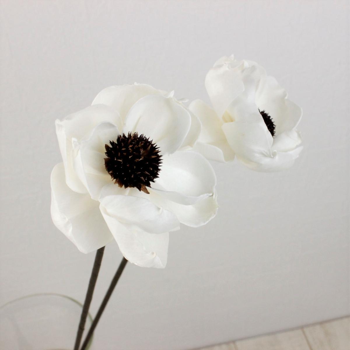 即日☆【ハンドメイドフラワー】大地農園/ソーラーアネモネ 2本 白