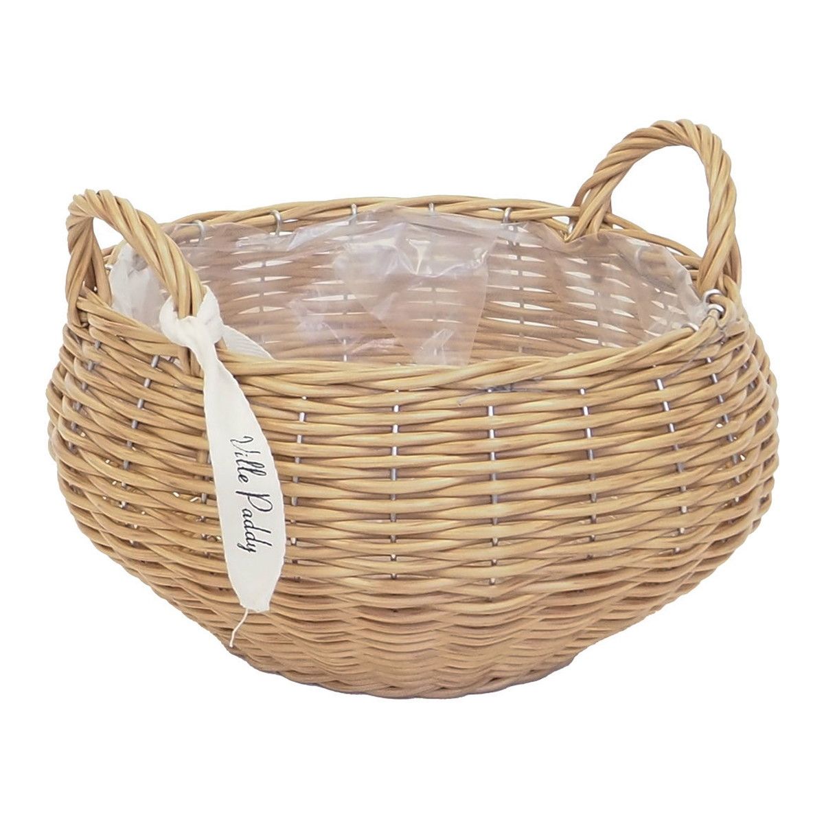 村田屋産業/PPラタンバスケット丸平型SNatural/3197 - 花材通販はなど