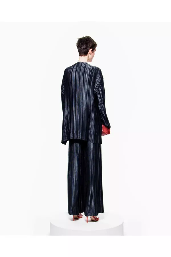 Wide Trousers In Pleated Satin by Giorgio Armani at THE MILE
