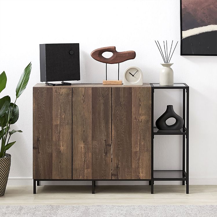 キャビネット[幅120] 木目調 ガラス サイドボード | 【公式】LOWYA