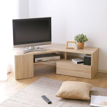 コーナー伸縮テレビ台 木製タイプの角度調整可能(ヴィンテージ