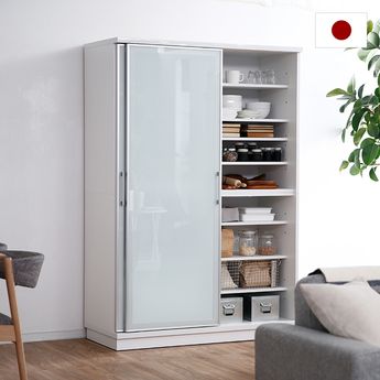 完成品】可動式キッチン収納(ホワイト/ブラウン)日本製で可動式タイプ